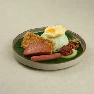 Nasi Lemak Set 1 - Sausage, Cuttlefish, Chicken Meat Loaf