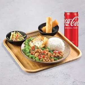Basil Chicken Rice Set 九层塔鸡肉配米饭套餐