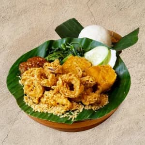 Cumi Ring Penyet + Nasi