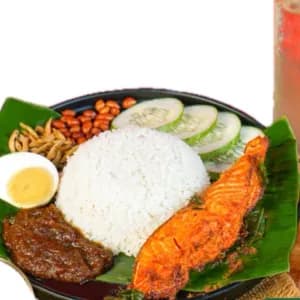 Nasi lemak Salmon fish