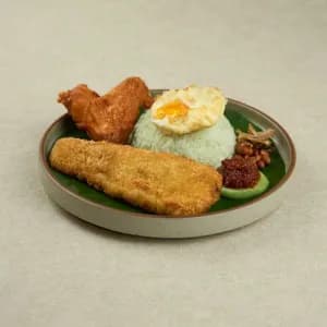 Nasi Lemak Set 4 - Tempura Fish & Chicken Wing