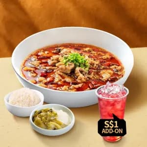 1 Person Set(Poached Sliced Beef in Hot Chili Oil and Rice) 单人餐(水煮牛肉+米饭)