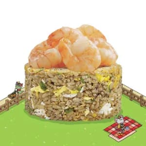 Black Pepper Fried Rice with Seasoned Prawns