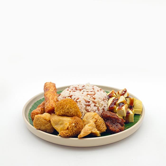 Fried Ngoh Hiang and Mushroom Bento Box (Min. Order Qty - 10 pax)Vegetarian