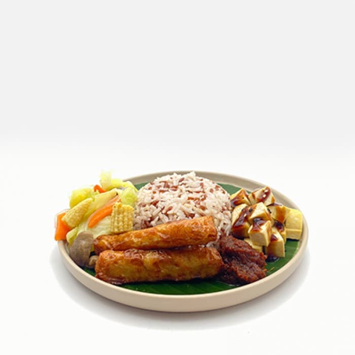 Fried Ngoh Hiang and Vegetables Bento Box (Min. Order Qty - 10 pax)Vegetarian