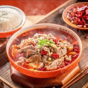 水煮肉片套饭 (猪肉)