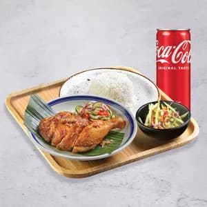 Roasted Chicken Thigh with Rice Set 烤鸡腿配
