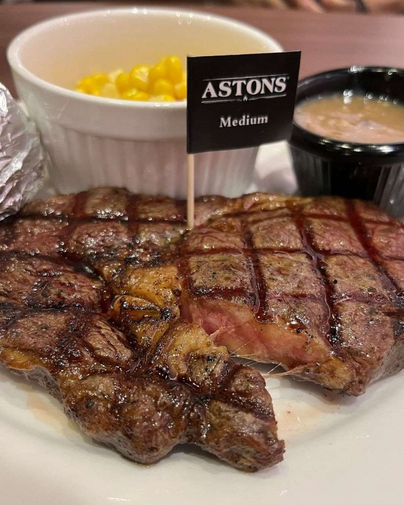 astons singapore prime ribeye steak with sides