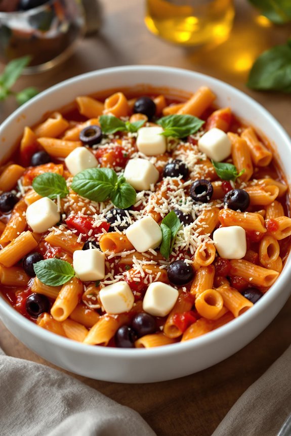 Cheesy Italian Penne Pasta Recipe With Olives 1 Cheesy Penne Pasta Recipe