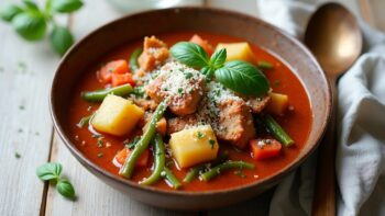 basil pork green bean stew
