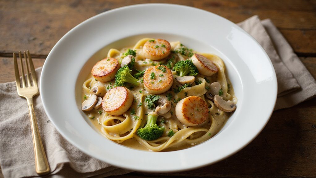 Quick &Amp; Easy Creamy Scallop Broccoli Stroganoff Ready 1 Creamy Scallop Broccoli Dish