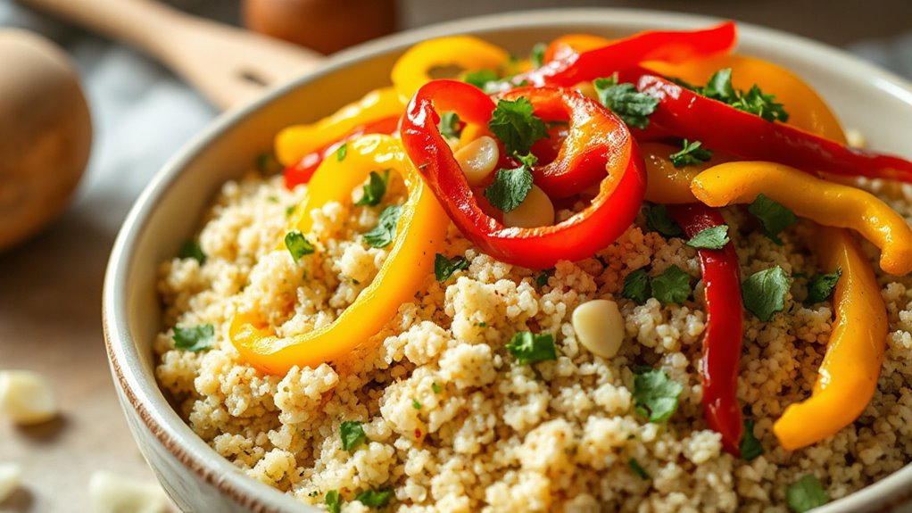Ginger Garlic Quinoa Recipe With Rainbow Peppers 1 Ginger Garlic Quinoa Delight