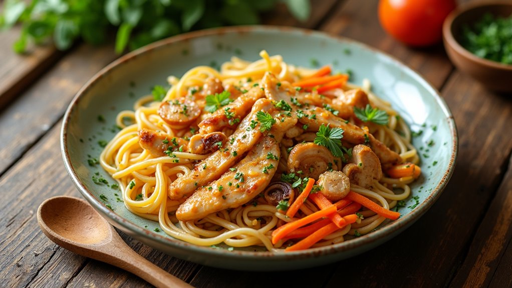 Golden Enoki Mushroom Noodles