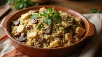 mushroom infused savory rice dish