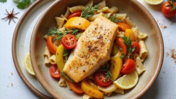 saffron infused mediterranean fish dish