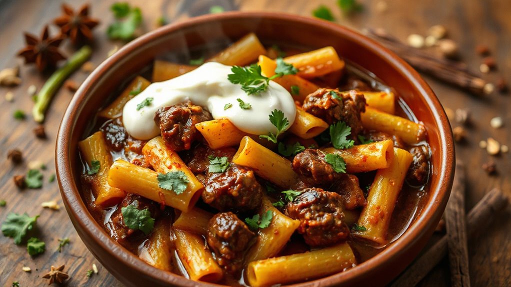 Spiced Beef Macaroni Recipe With Creamy Garlic-Yoghurt 1 Spiced Beef Macaroni Delight