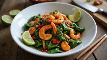 spicy shrimp with greens